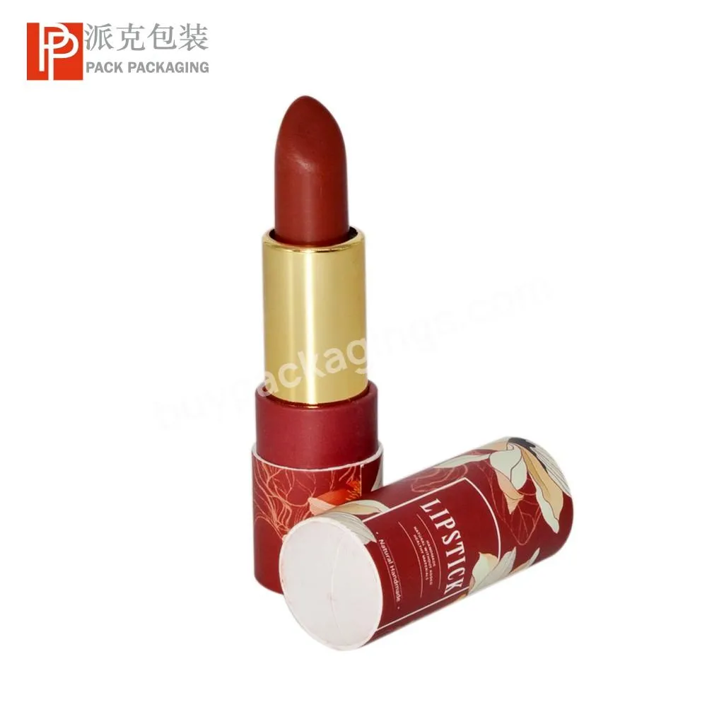 Cute Red Color Custom Branding Paper Round Empty Lipstick Tube Lip Balm Container Cosmetics Refillable Lip Glossy Packaging