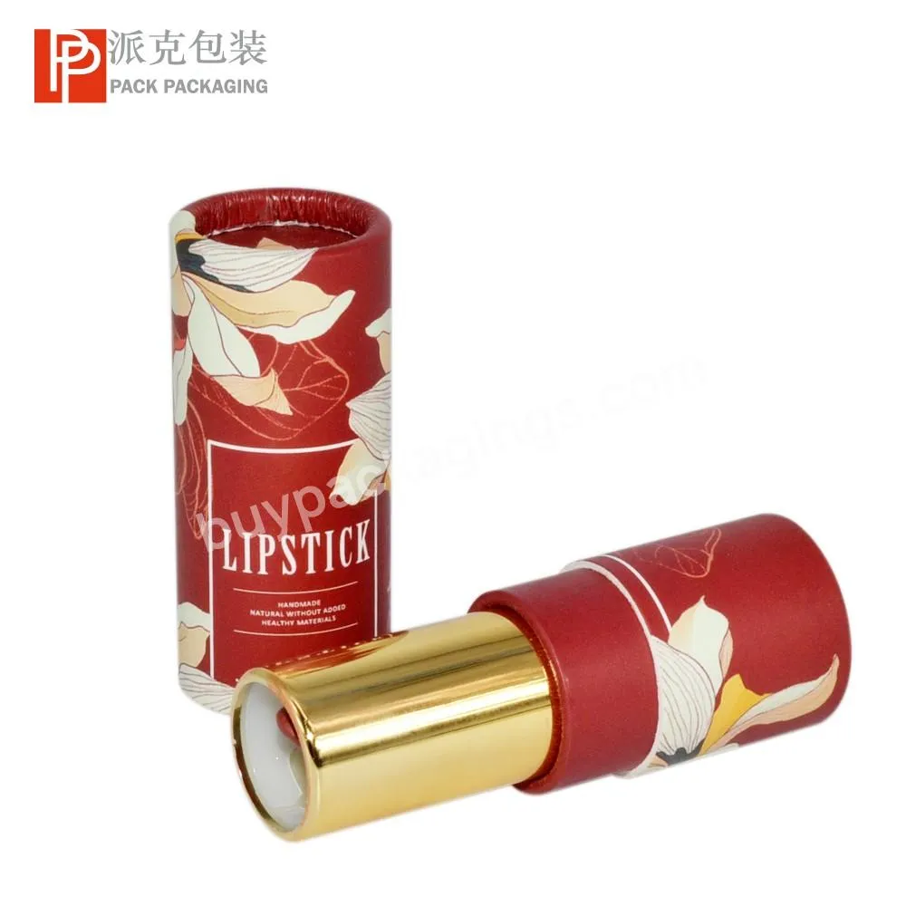 Cute Red Color Custom Branding Paper Round Empty Lipstick Tube Lip Balm Container Cosmetics Refillable Lip Glossy Packaging