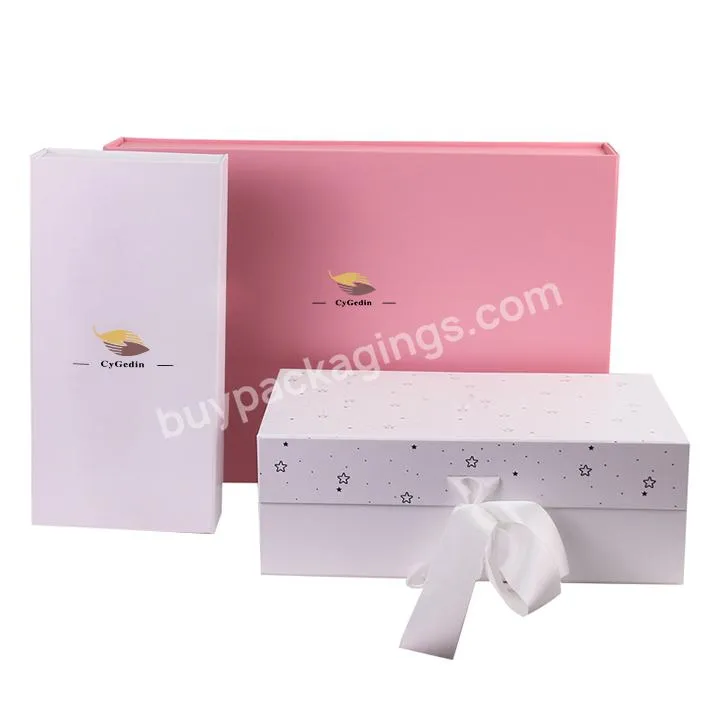 CyGedin Custom Logo Printed Foldable Cardboard Flat Pack Gift Box  With Folding Magnet Gift Paper Boxes