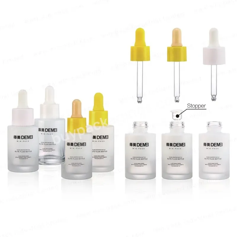 Cylinder 30ml Gradient White Glass Dropper Bottle With Plastic Dropper For Serum Packing 30ml