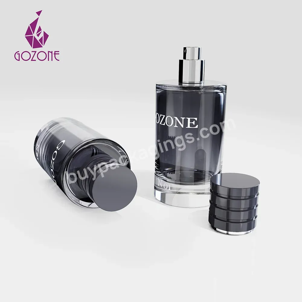 Cylinder Black Perfume Glass Bottle 100ml With Magnetic Cap For Niche Perfume