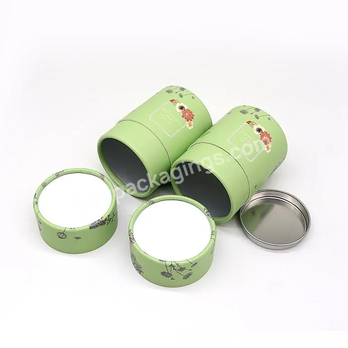 Cylinder Cardboard Packaging Cardboard Tea Paper Packaging Tubes with Metal Lid