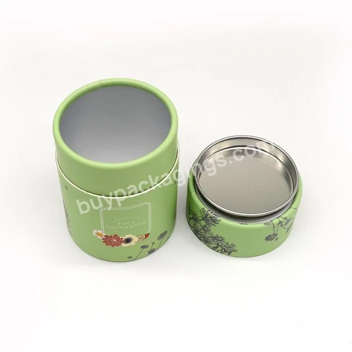 Cylinder Cardboard Packaging Cardboard Tea Paper Packaging Tubes with Metal Lid