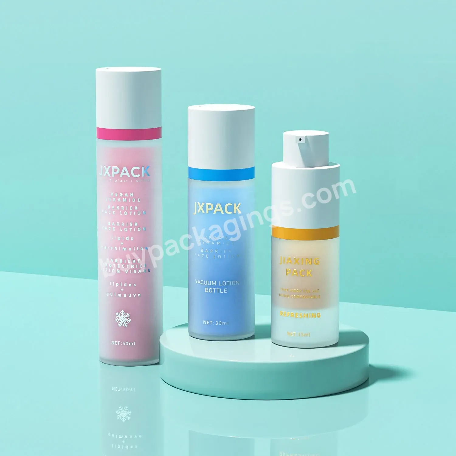 Cylindrical 15ml 30ml 50ml Frosting As Plastic Airless Pump Bottle Replaceable Inner Skincare Lotion Airless Plastic Bottle