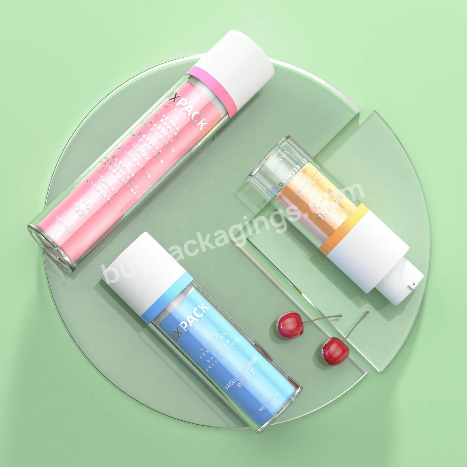 Cylindrical 15ml 30ml 50ml Frosting As Plastic Airless Pump Bottle Replaceable Inner Skincare Lotion Airless Plastic Bottle