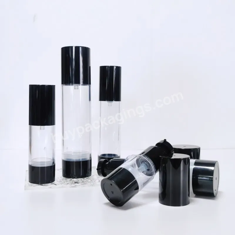 Cylindrical 15ml 30ml 50ml Transparent As Plastic Airless Pump Bottle With Lotion Pump Cosmetic Packing