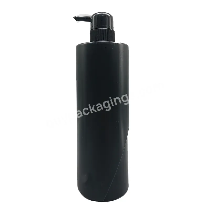 Daily Chemical Packaging Empty 1 Liter 32oz 1000ml Pe Black Plastic Shampoo Large Bottle With Black Pump