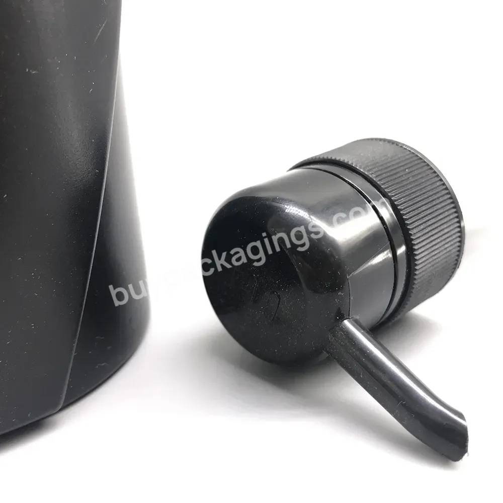 Daily Chemical Packaging Empty 1 Liter 32oz 1000ml Pe Black Plastic Shampoo Large Bottle With Black Pump