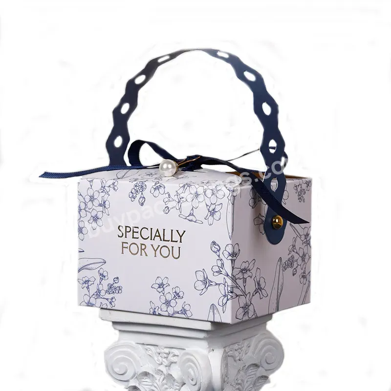 Dark Blue Custom Printing With Own Logo Folding Square Small Colour Square Cardboard Paper Sweets Gift Box Packaging