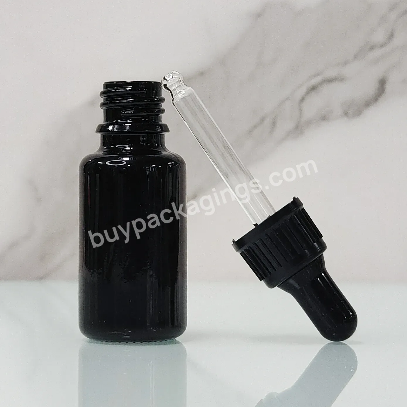 Dark Violet Shiny Black Uv Proof Empty Round Hair Oil Serum Toner Lotion Cream Cosmetic Glass Bottle