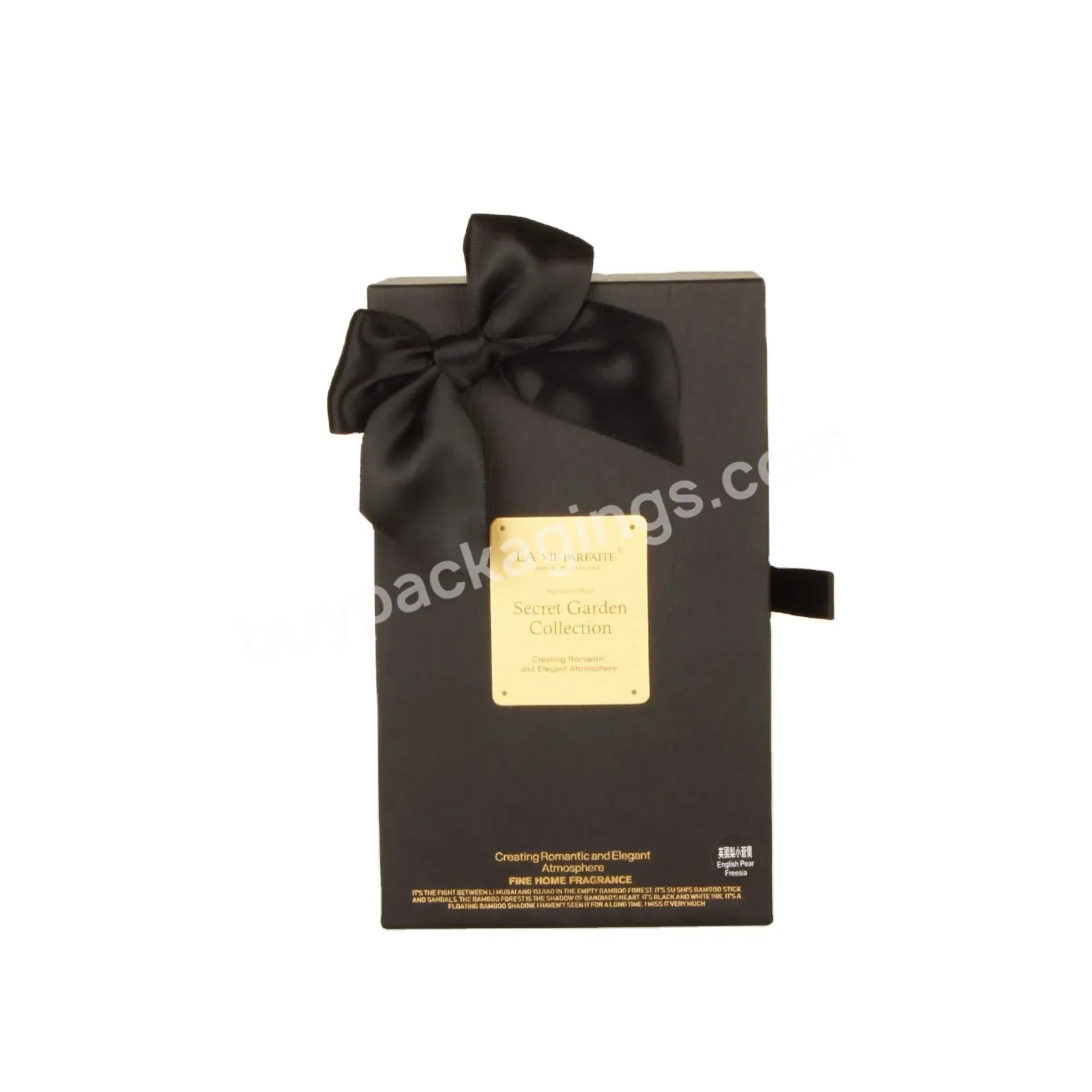 Delicate Appearance Black Art Display Craft Birthday Gift Ribbon Paper Box With Pull Out Tray