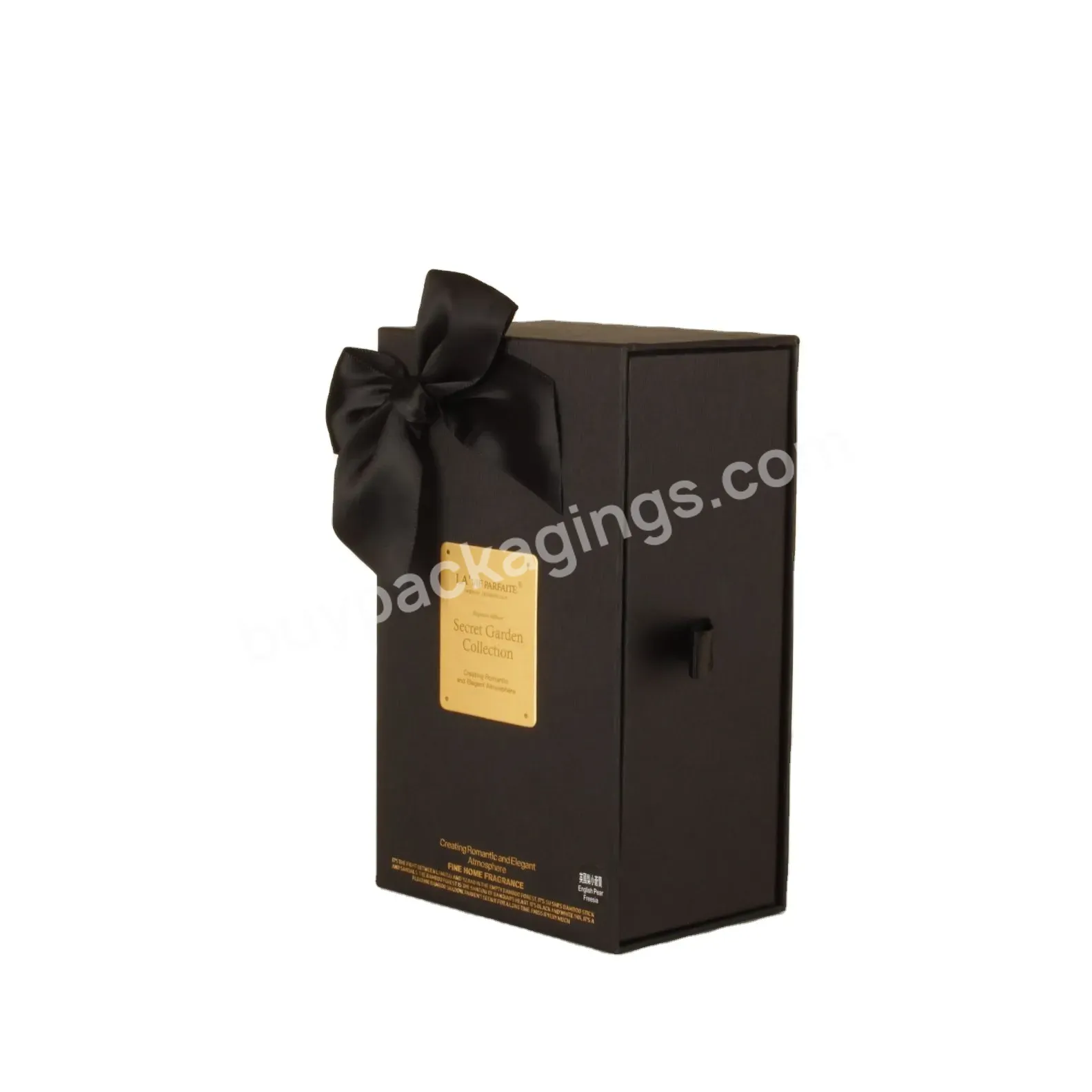 Delicate Appearance Black Art Display Craft Birthday Gift Ribbon Paper Box With Pull Out Tray