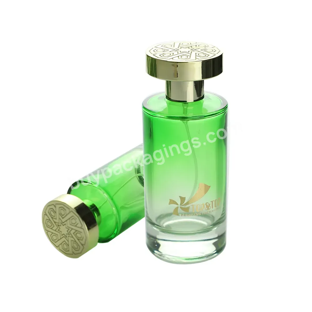 Design 50lm 100lm Thick Gradient Green Glass Empty Perfume Bottles Custom Manufacturer