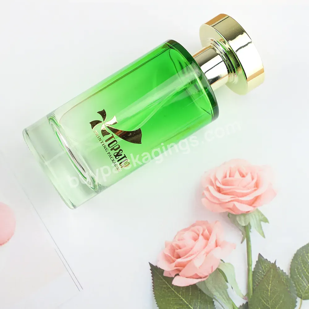 Design 50lm 100lm Thick Gradient Green Glass Empty Perfume Bottles Custom Manufacturer