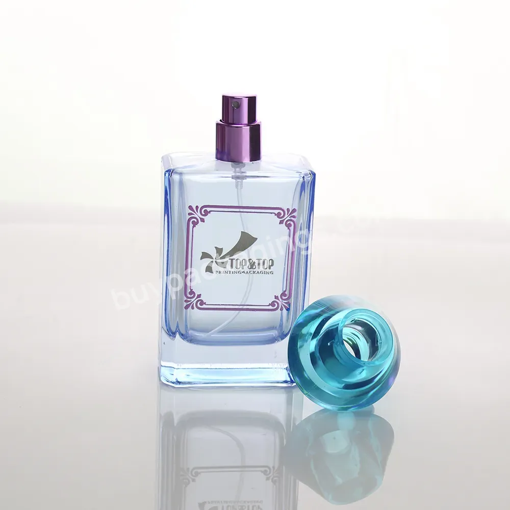 Design Custom Rose Cap High End Square Glass Pink Perfume Bottles Spray Ump With Spray Pump Wholesale