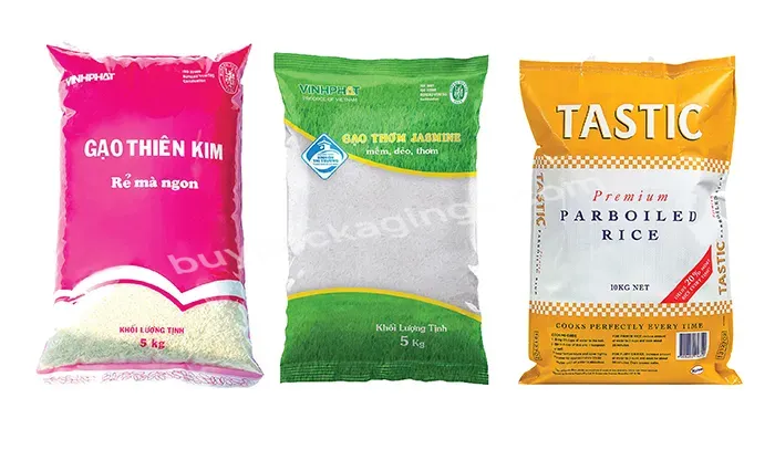 Design Different Types Price Thai Basmati Names Bopp Empty Laminated Plastic 1kg 5kg Rice Cooking Bags For Rice Packaging Sale