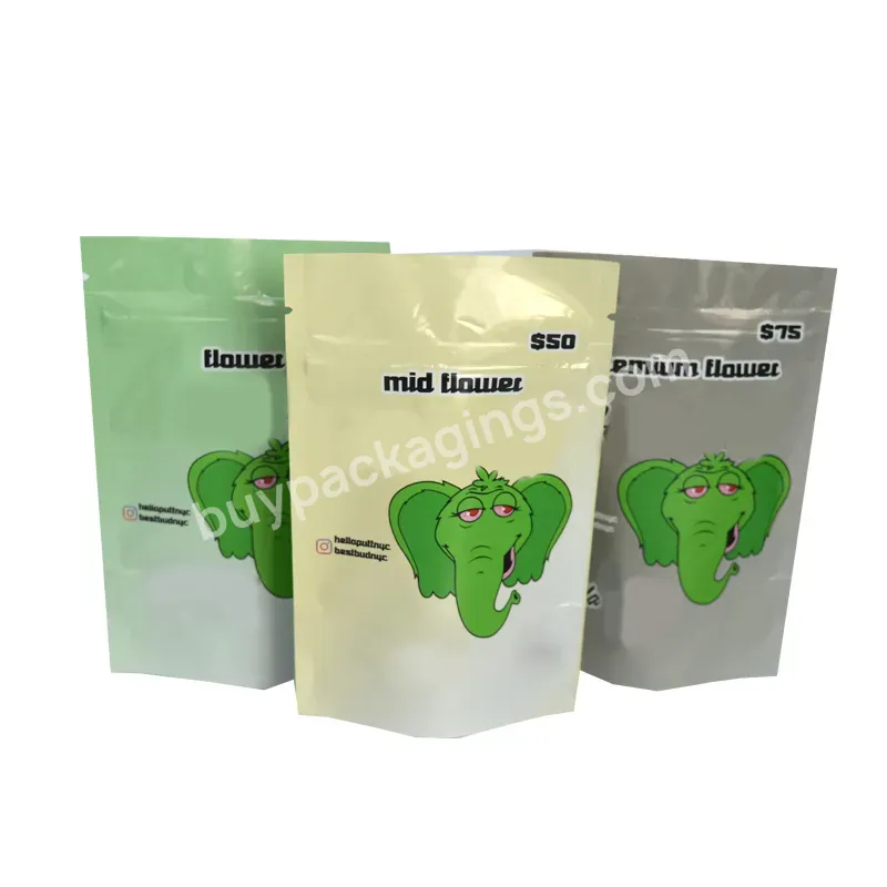 Design Logo Resealable Seal Foil Plastic Smell Proof 3.5 Custom Packaging Pouch Zipper Mylar Bags
