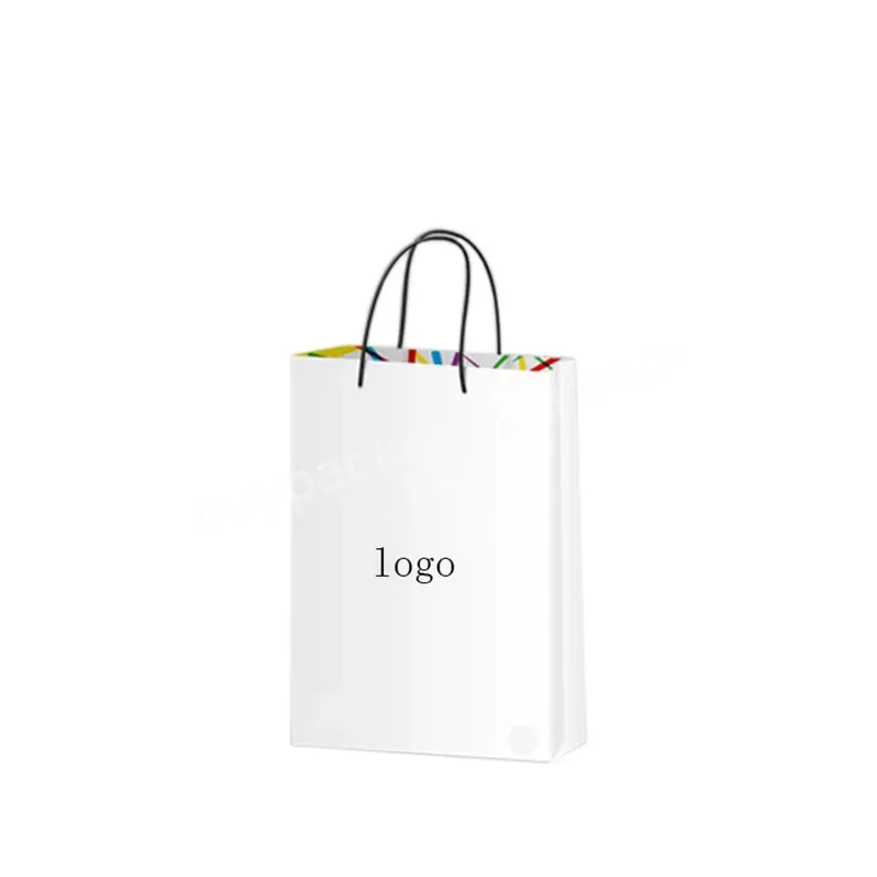 Design Printed Pattern White Cardboard Paper Bag Gift Bags With You Own Logo