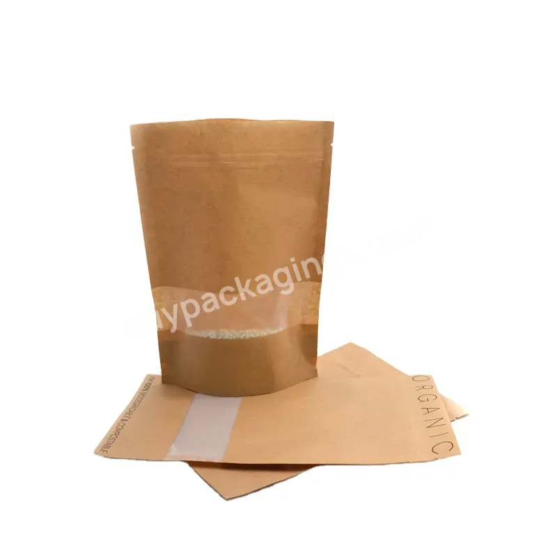 Design Window Packing Coffee Custom Printing Stand Up Kraft Paper Bag For Food