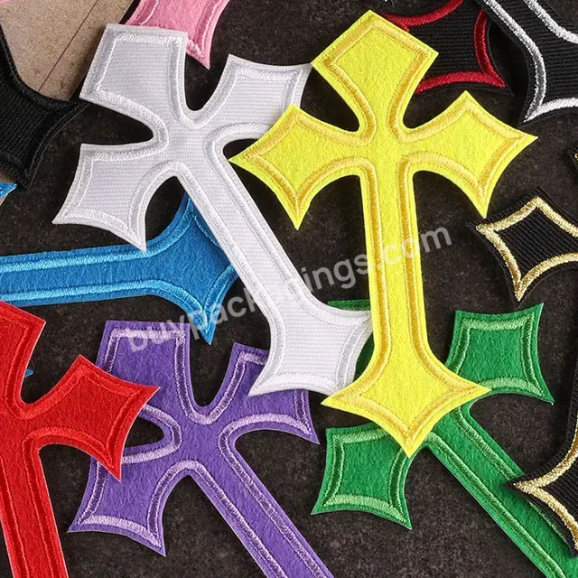 Designer Custom Clothing Embroidery Logo Iron On Cross Patches - Buy Cross Patches,Iron On Cross Patch,Embroidery Patches.