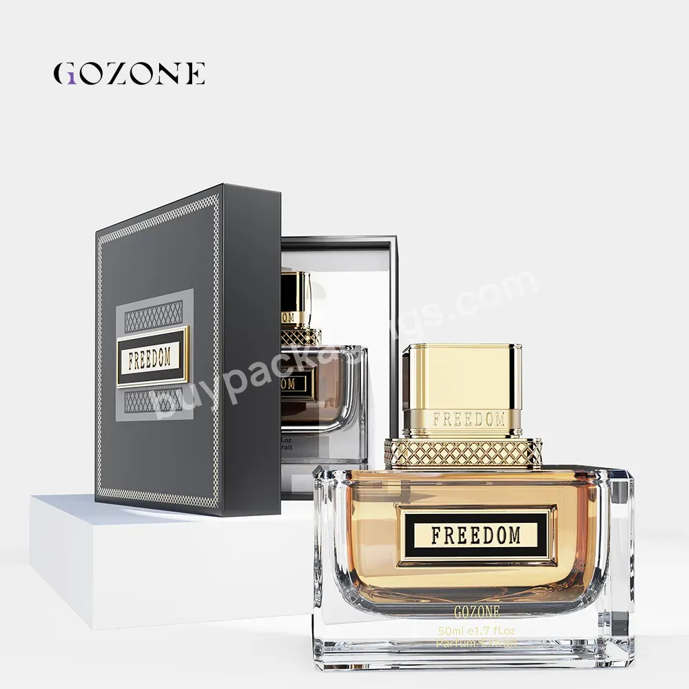 Designer Luxury Black Glass 50ml 100ml Vintage Cologne Custom Unique Square Perfume Bottle With Box