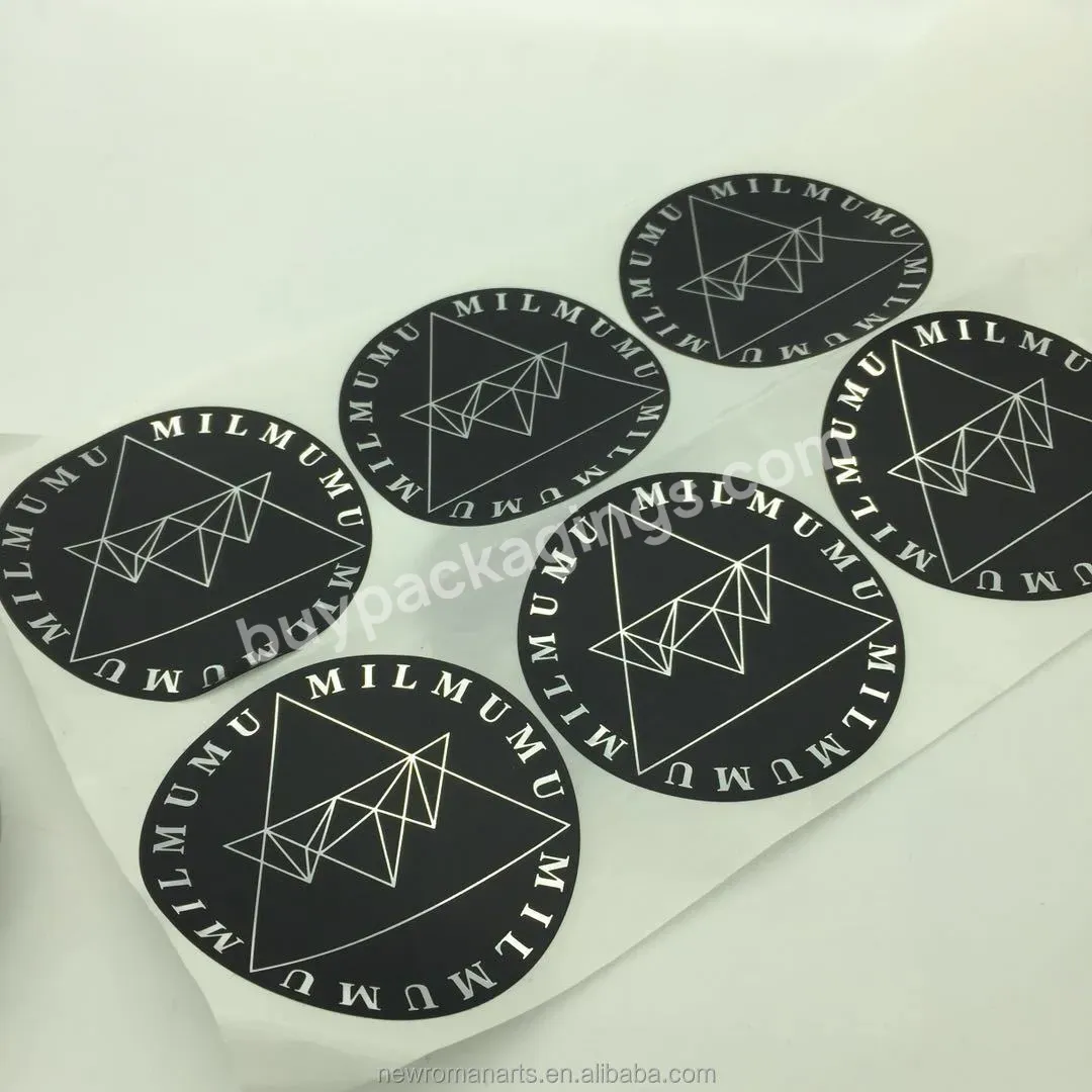 Die Cutting Round Circle Shape Black Matt Paper Gold Silver Foil Custom Stickers Printing