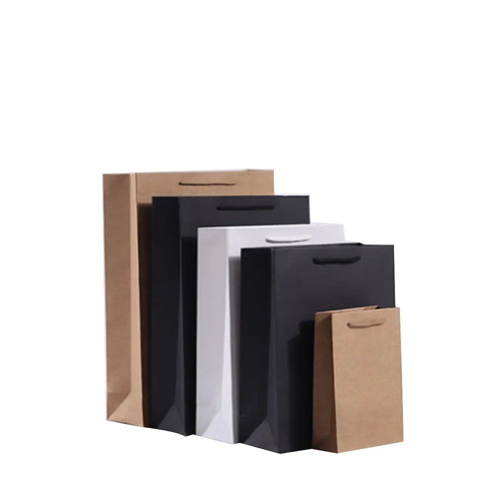 Different sizes custom logo print twisted grocery luxury gift kraft paper shopping bags with handles
