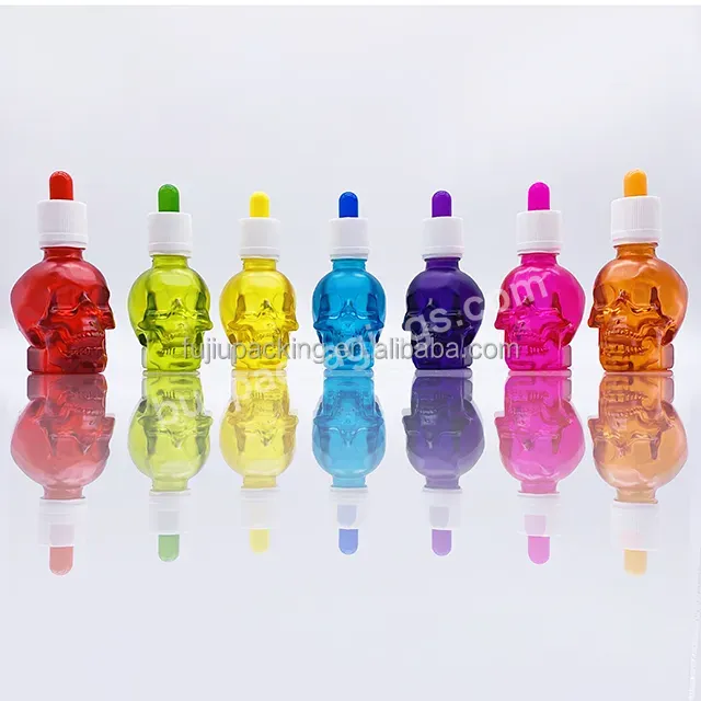 Discoloration Color Skull Shaped 30ml Glass Dropper Bottles For Oils