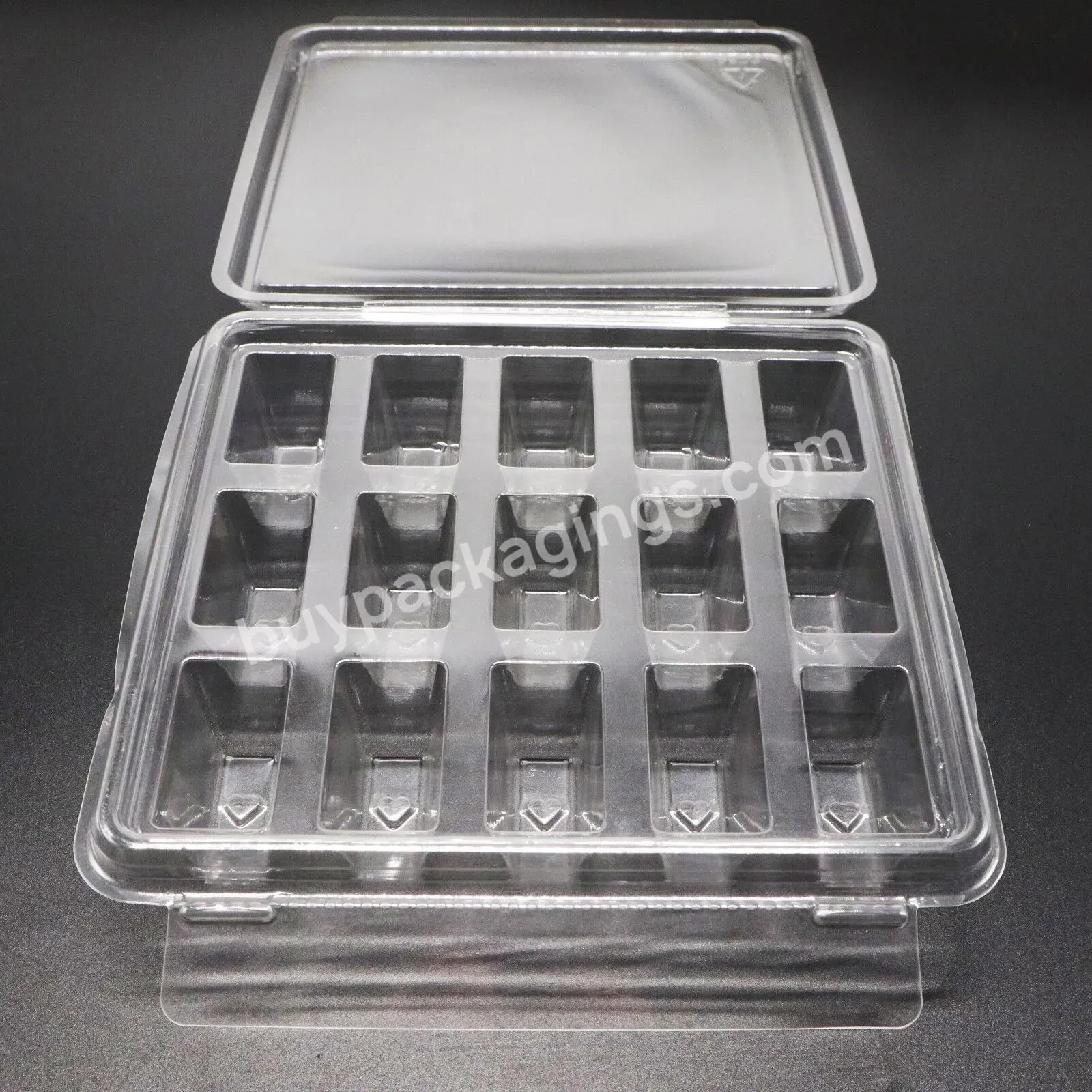 Disposable 15 Cavity Clear Clamshell Plastic Chocolate Packaging Gift Box