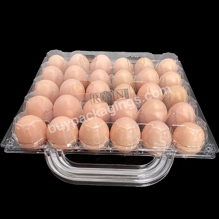 Disposable 30 Holes Egg Packing Tray Suppliers Transparent Pet Plastic Blister Trays For Eggs With Handle