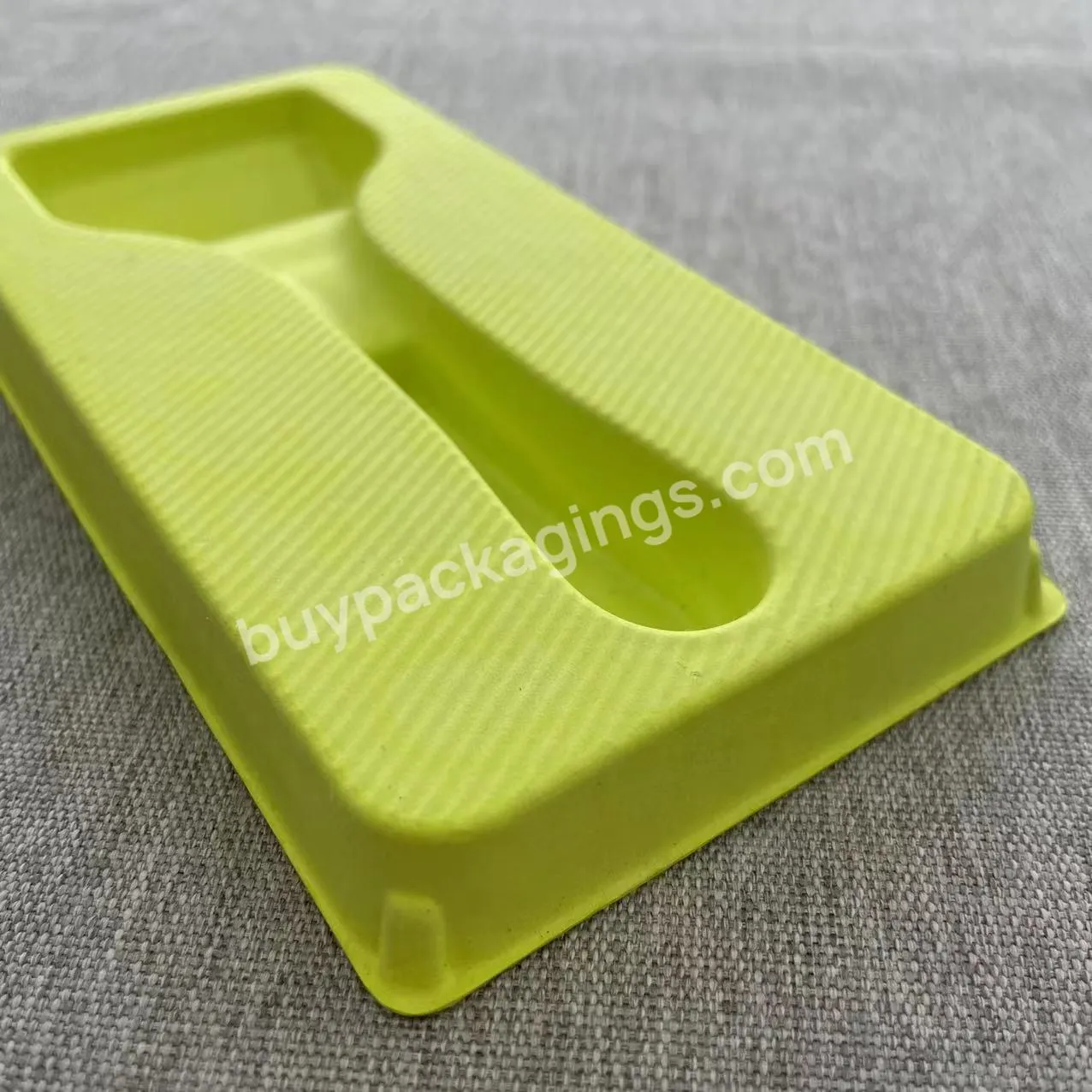 Disposable Bagasse Wet Press Molded Pulp Product Consumer Electronics Tray Lighter Insert Packaging
