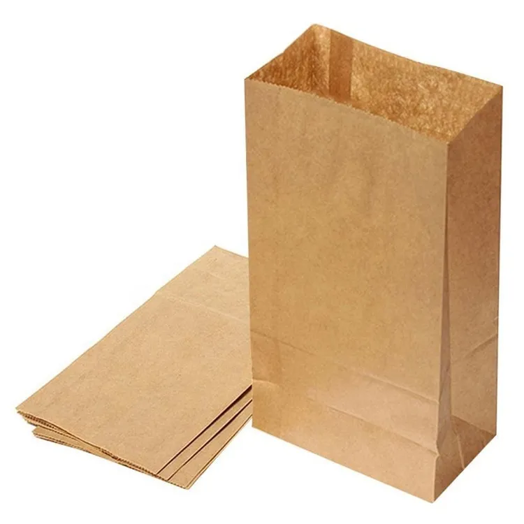 Disposable Baking Bread Coffee Take Out White Kraft Paper Food Packaging Bag Without Handle With Your Custom Logo