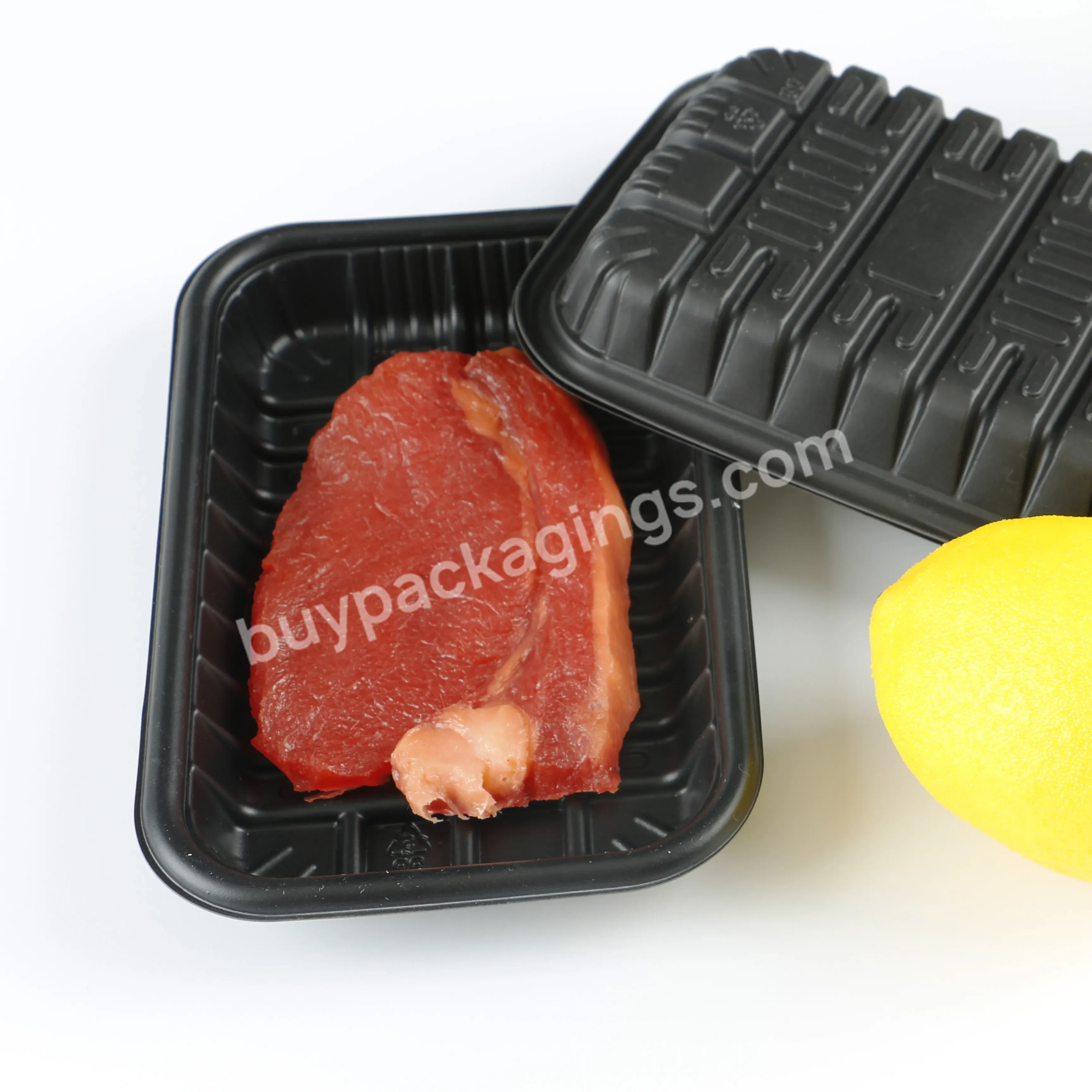 Disposable Black Clear Plastic Pet Meat Fish Chicken Vegetable Tray