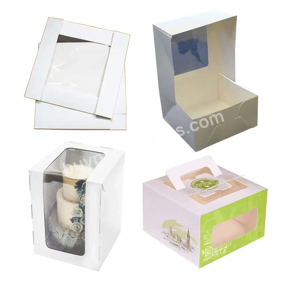 Disposable Brown Corrugated Kraft Carrier Gift Wedding Gable Paper Box Elegant Luxury Birthday Tall Cake Boxes With Handle