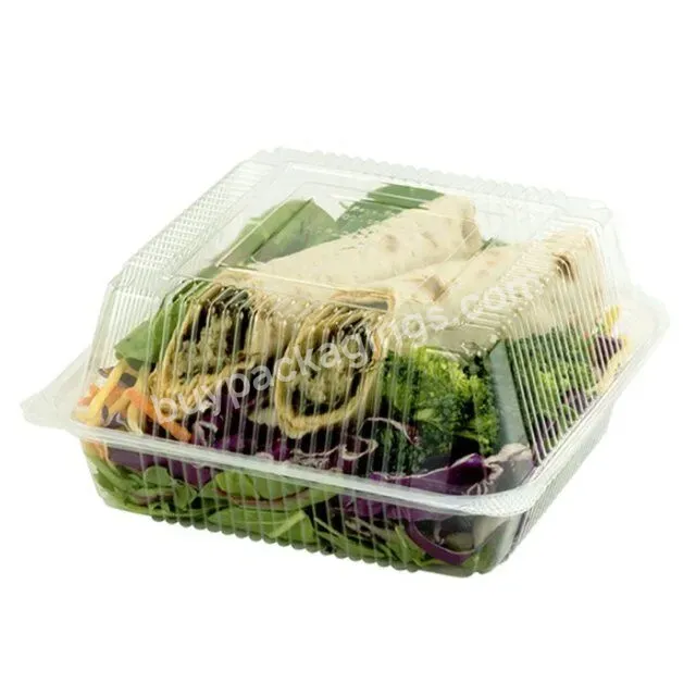 Disposable Clamshell Clear Transparent Rectangle Plastic Box For Fruit And Vegetables Salad Package Box