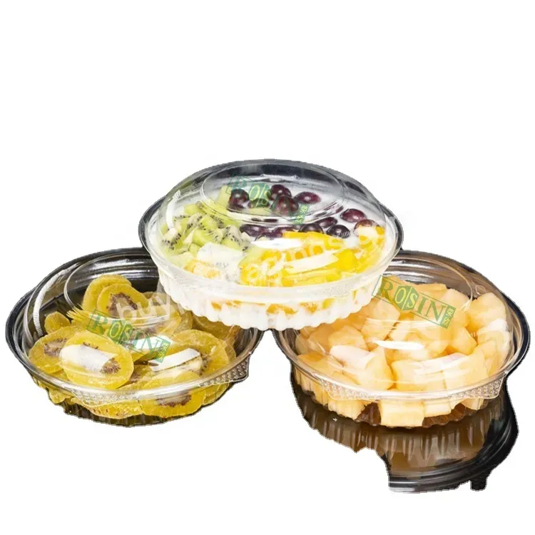 Disposable Clear Hinged Lid Container Plastic Fruit Salad Box Packing