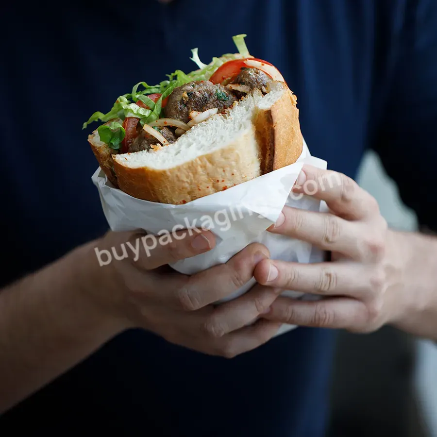 Disposable Custom Size Print Waterproof Oil-proof Paper Wrapper For Burger Sandwiches