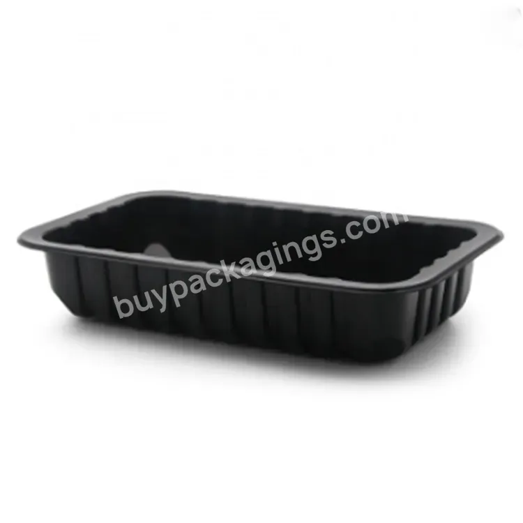 Disposable Food Grade Food Packaging Frozen Food Meat Pp Black Plastic Tray Supermarket