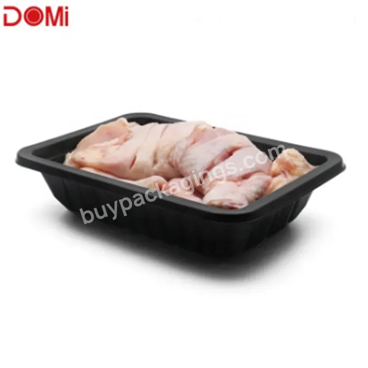 Disposable Food Grade Food Packaging Frozen Food Meat Pp Black Plastic Tray Supermarket