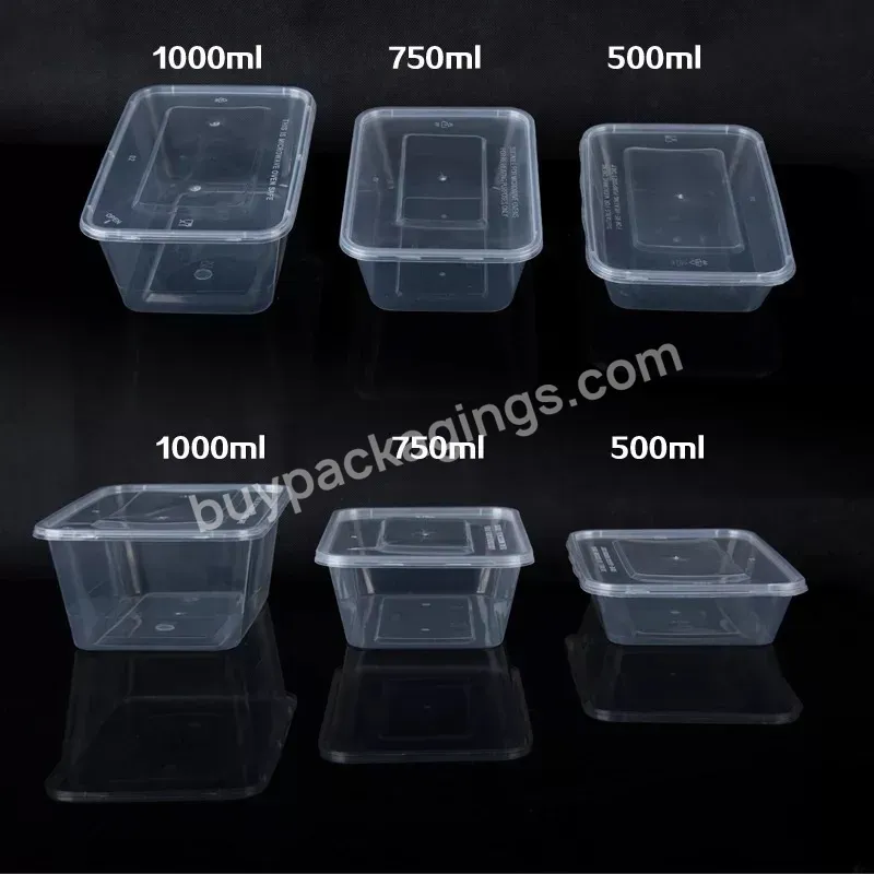 Disposable Lunch Box Takeaway Food Custom 500ml 650ml 750ml 1000ml Rectangle Pp Food Containers Disposable Lunch Box