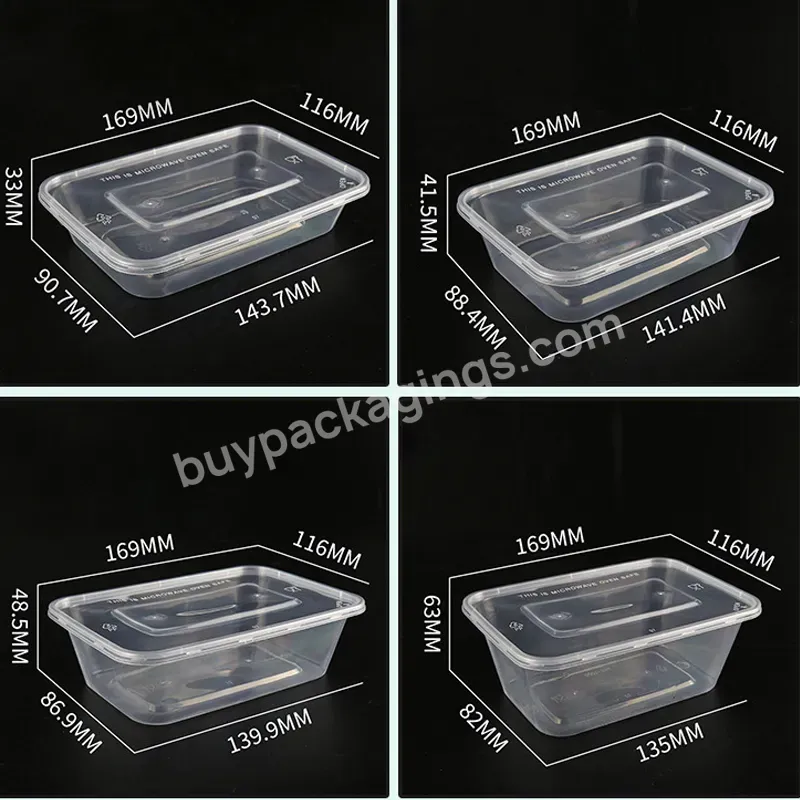 Disposable Lunch Box Takeaway Food Custom 500ml 650ml 750ml 1000ml Rectangle Pp Food Containers Disposable Lunch Box