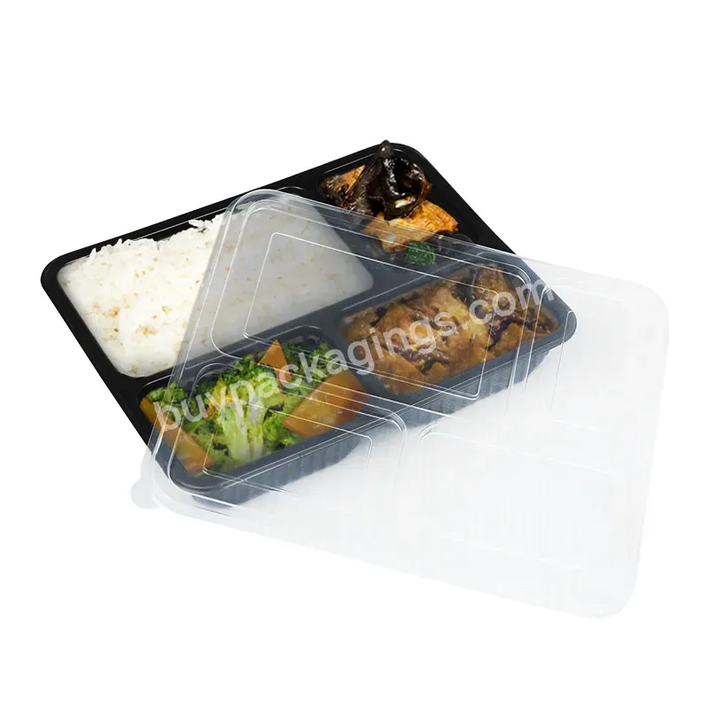 Disposable Microwavable Take Away Food Pp 4 Compartment Plastic Containers For Food Packing Tray Lunch Box