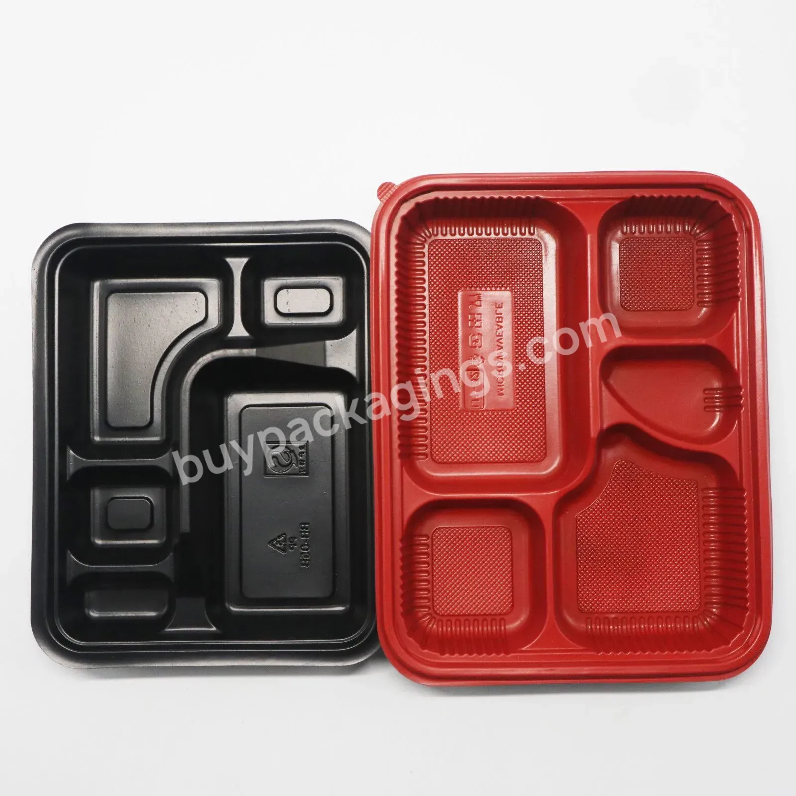 Disposable Microwave Black Pp Hard 2 3 4 5 Compartment Take Away Plastic Food Container For Lunch