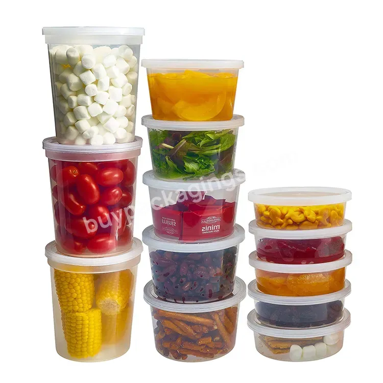 Disposable Microwave Plastic Custom Printed 8 Oz Round Plastic Deli Food Storage Containers With Lids