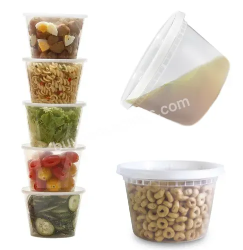 Disposable Microwave Plastic Custom Printed 8 Oz Round Plastic Deli Food Storage Containers With Lids