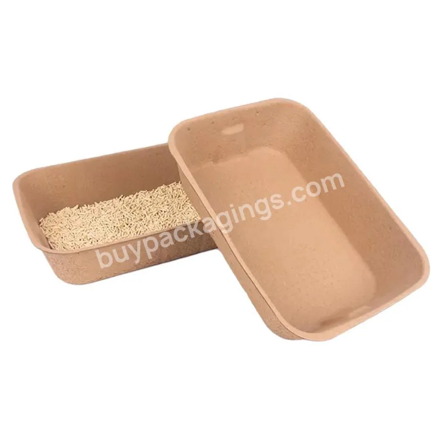 Disposable Molded Pulp Cat Litter Tray Eco Friendly Cat Litter Paper Box