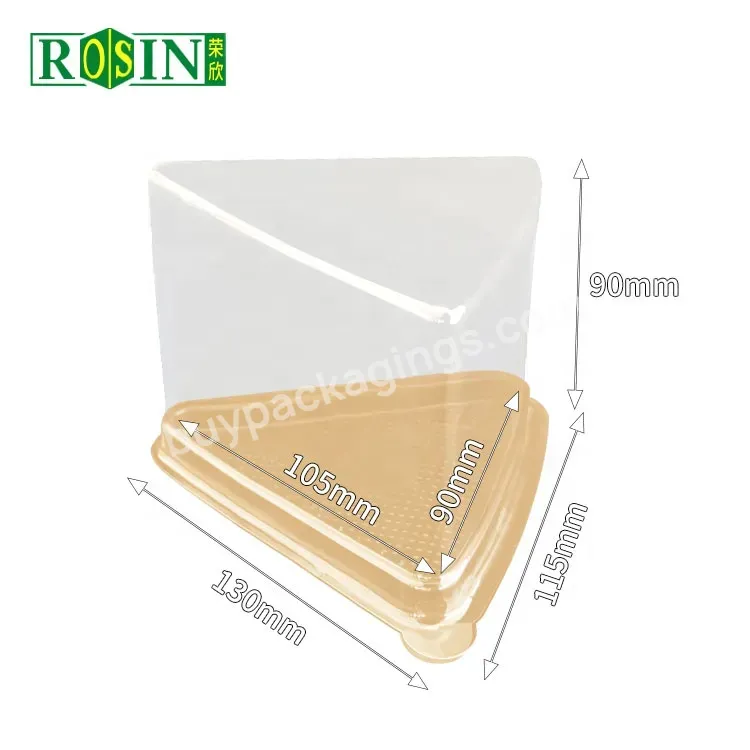 Disposable Pet Bops Triangle Cheese Cheese Mousse Cake Box Triangle Plastic Food Packaging Container With Lid And Fork