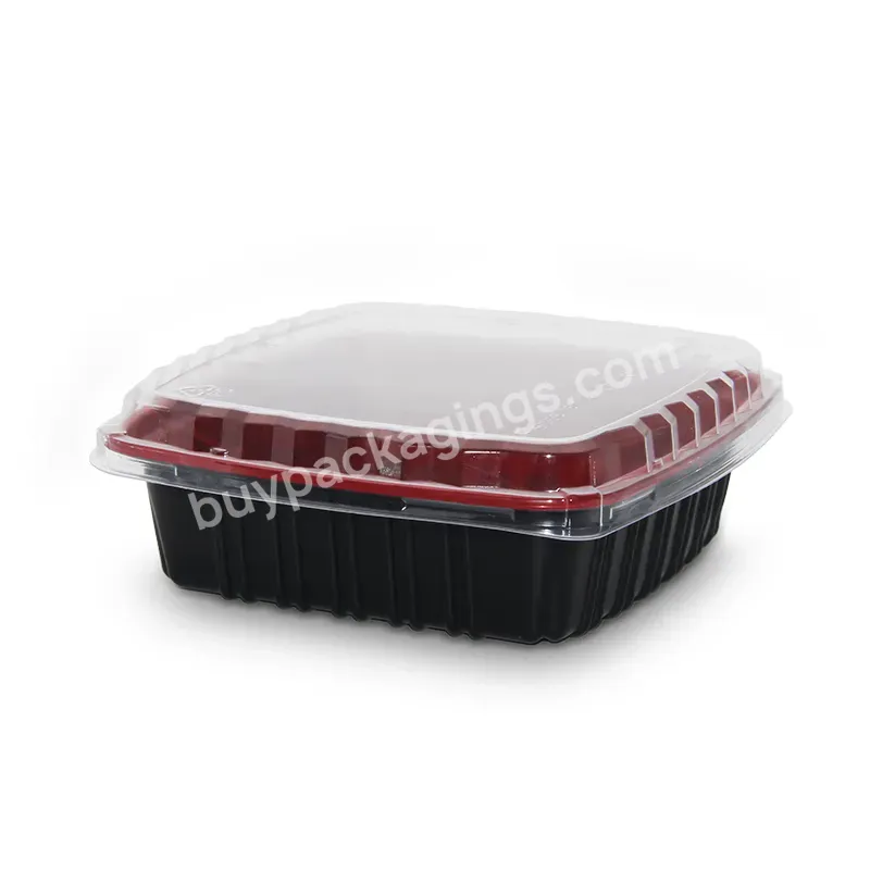 Disposable Plastic Food Storage Take-away Oven And Microwave Safe Black And Red Food Containers For Food