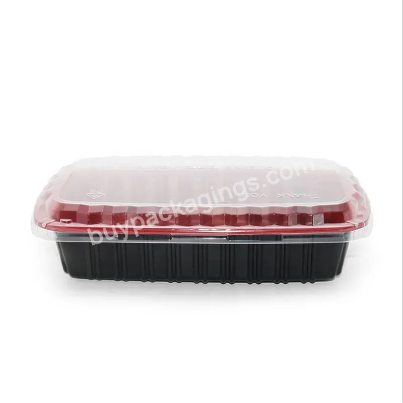 Disposable Pp Packaging Rectangle Red & Black Food Container Ops/pp Box 650ml - Buy Red & Black Food Container,Pp Packaging Box Container,Cold Food Packaging Box Container.