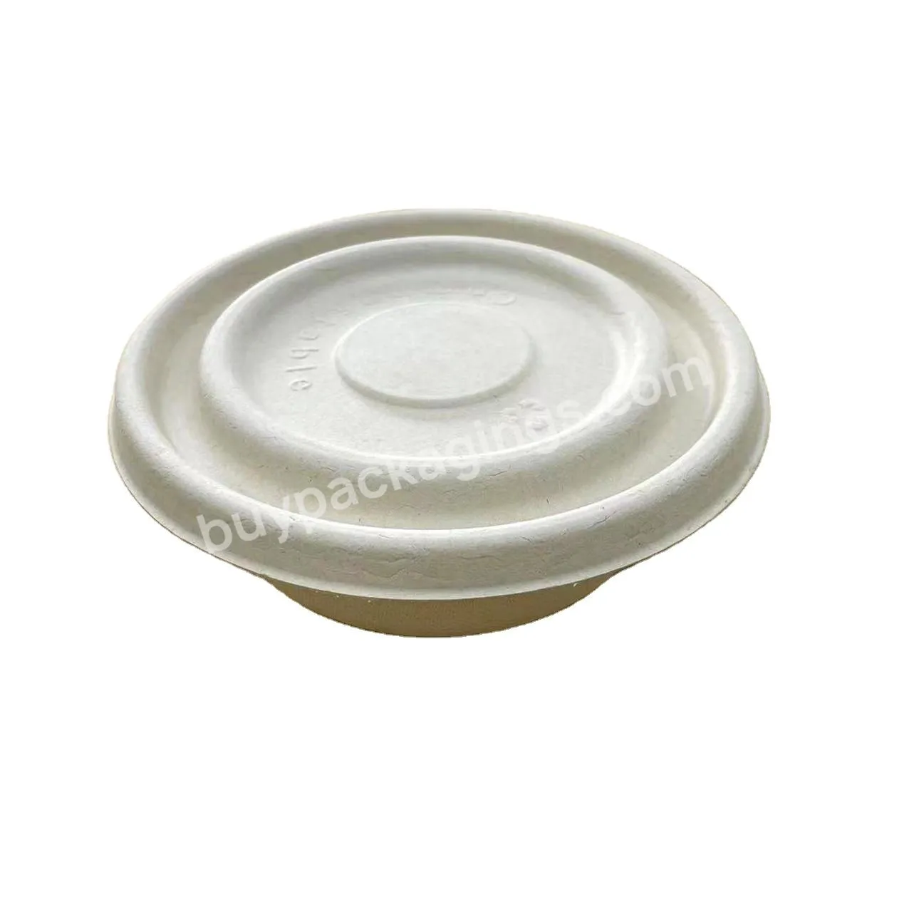 Disposable Ramen Serving Bowls Pulp Bagasse Microwavable Brown Salad Hot Soup Food Paper Bowl With Lid